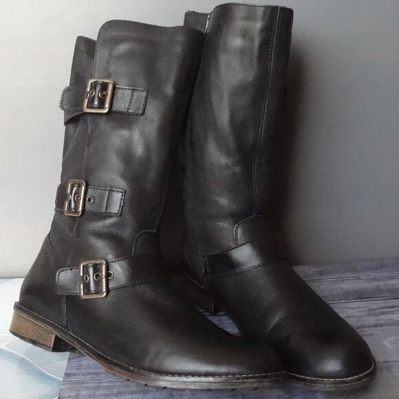 SIZE 40. Remonte Dorndorf black leather boots. - Picture 1 of 16